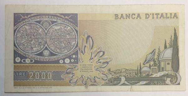 Банкнота 2000 лир 1973 года Италия Банкнота 2000 лир 1973 года Италия