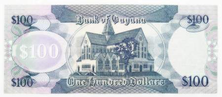 Банкнота 100 долларов 2022 года Гайана