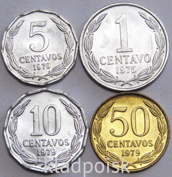Набор монет Чили 1975-1979 гг, 4 монеты