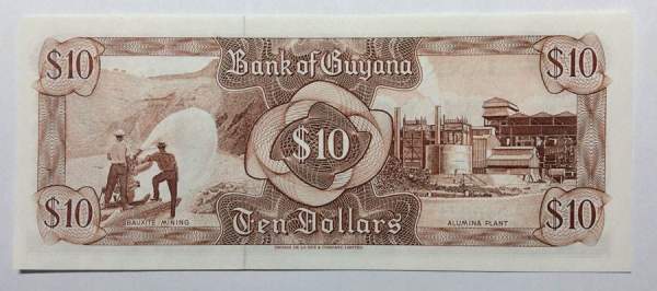 Банкнота 10 долларов 1966-1992 гг. Гайана Банкнота 10 долларов 1966-1992 гг. Гайана