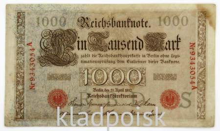 Банкнота 1000 марок 1910 года - Германия, арт 3