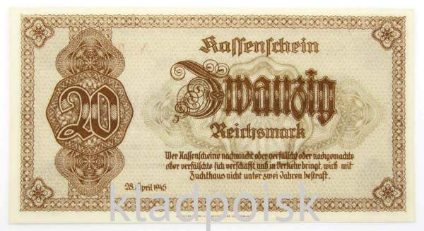 Банкнота 20 рейхсмарок 1945 года