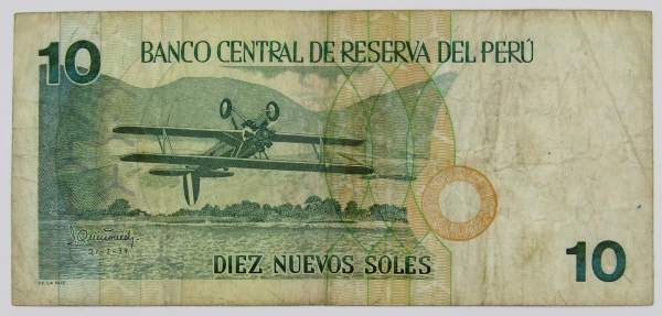 Банкнота Перу 10 солей 2001 года