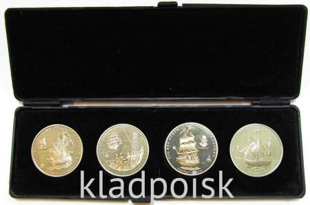 Набор жетонов Межнумизматика «250 лет открытия Русской Америки» в футляре