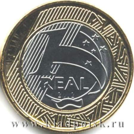 Монета Бразилия 1 Реал 2012 Олимпиада в Рио де Жанейро.