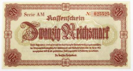 Банкнота 20 рейхсмарок 1945 года