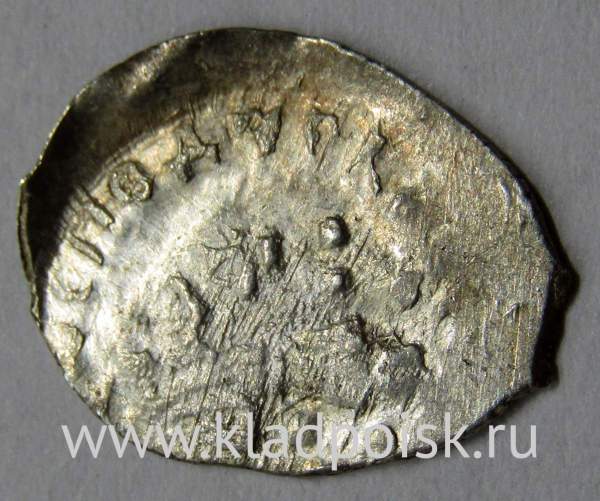 Денга Василий II Васильевич «Тёмный», серебро, Князь с отрубленной головой в руке/всадник с копьем, арт 8