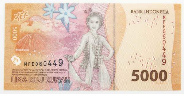 Банкнота 5000 рупий 2022 года Индонезия