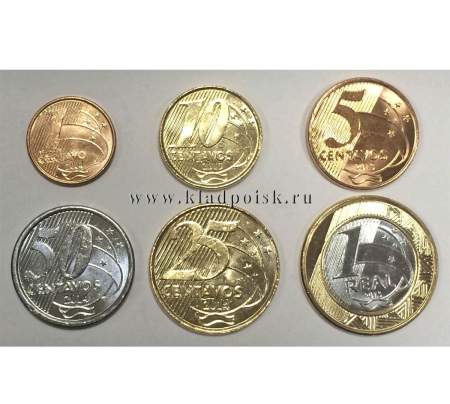 Набор монет Бразилия Текущие 2004-2017, 6 монет