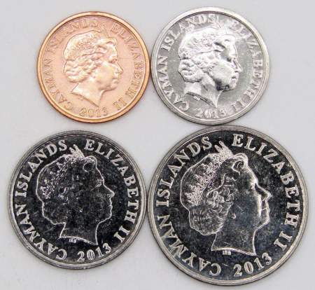 Набор регулярных монет Каймановых островов 2013 г., 4 монеты