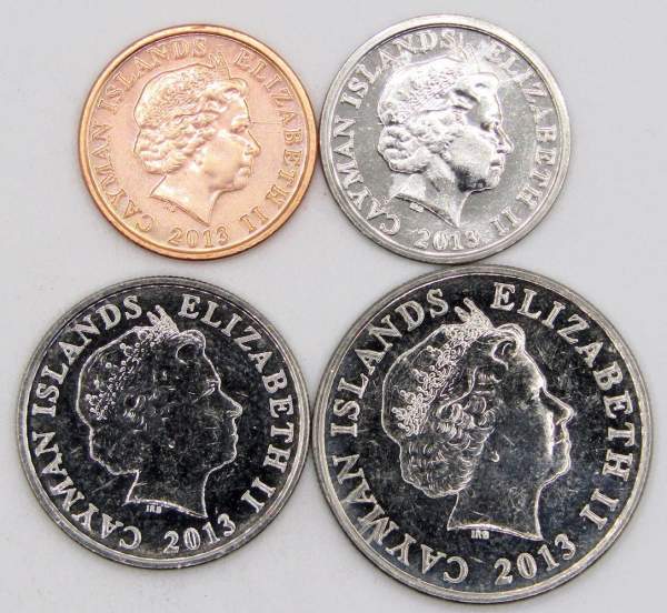 Набор регулярных монет Каймановых островов 2013 г., 4 монеты
