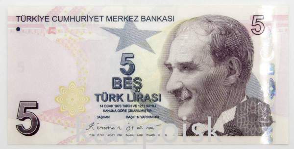 Банкнота 5 лир 2009 года - Турция