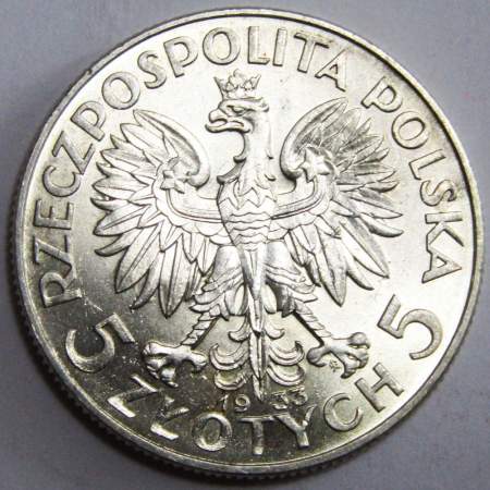 Монета 5 злотых Польша Королева Ядвига, 1933, арт 2