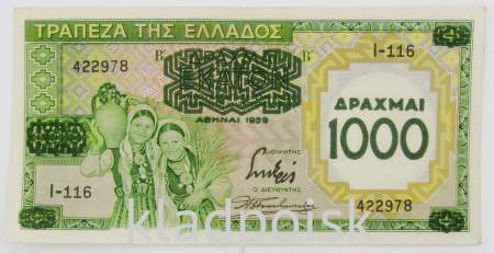 Банкнота 1000 драхм 1939 года Греция на банкноте 100 драхм
