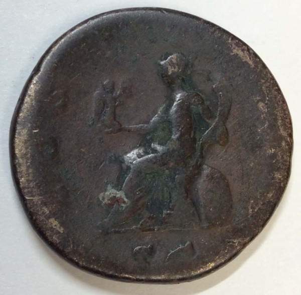 Монета Сестерций Рим Император Публий Элий Траян Адриан, 117-138 гг.