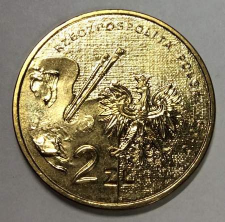 Монета 2 злотых Польша, серия «Польские художники» Артур Гротгер, 2010