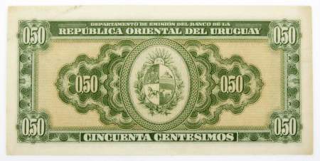 Банкнота 0,5 песо 1939 года Уругвай