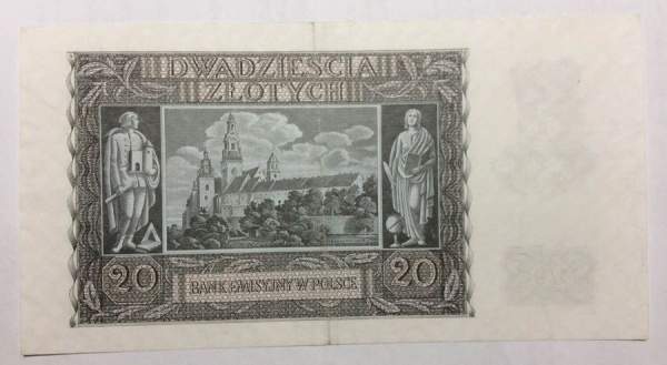 Банкнота 20 злотых 1940 года Польша