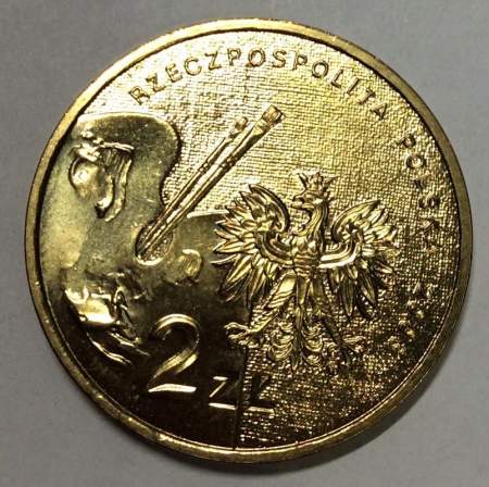 Монета 2 злотых Польша, серия «Польские художники» Яцек Малжевски, 2003
