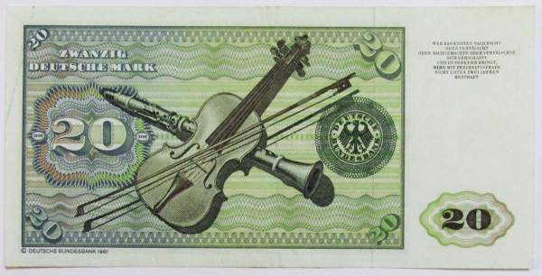Банкнота 20 марок ФРГ 1980 года Банкнота 20 марок ФРГ 1980 года