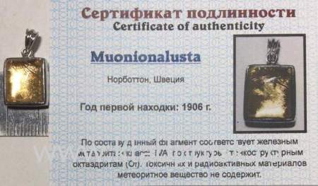 Подвеска из метеорита Муонионалуста (Muonionalusta) с позолотой (арт 10)