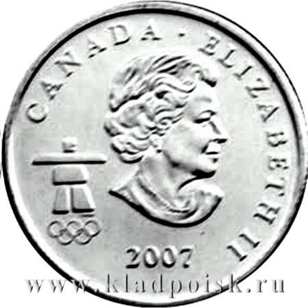 Монета  25 центов Канада, Олимпиада 2010 год Ванкувер - Кёрлинг