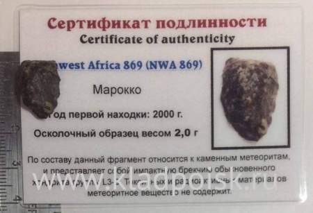 Осколок метеорита NWA 869, арт 7 Осколок метеорита NWA 869, арт 7