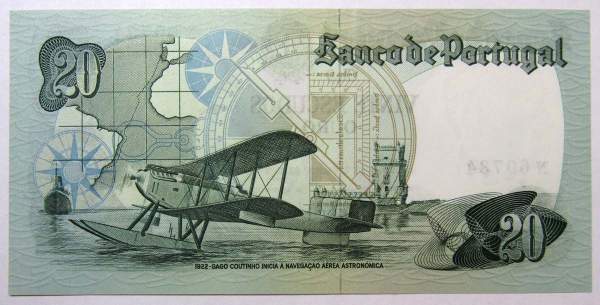 Банкнота 20 эскудо 1978 года Португалия, арт 2 Банкнота 20 эскудо 1978 года Португалия, арт 2
