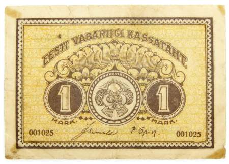 Банкнота 1 марка 1919 года Эстония