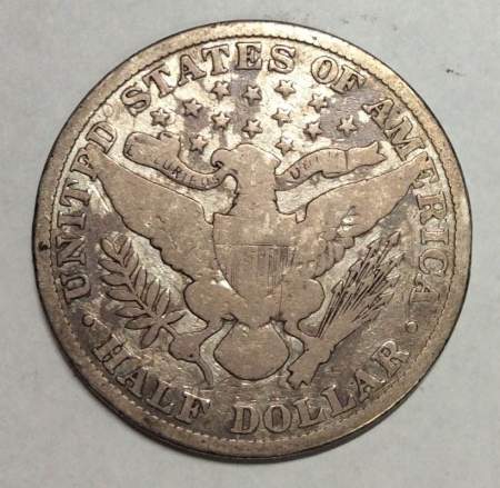 Монета 50 центов США 1907 года Барбер (Голова Свободы) Серебро 900 пр.