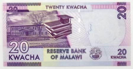Банкнота 20 квач 2020 года Малави