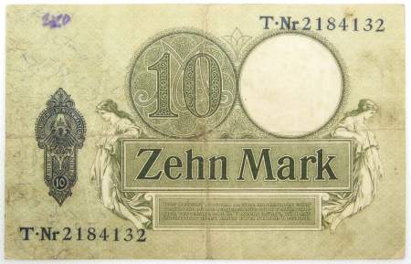 Банкнота 10 марок 1906 года Германия, арт 2