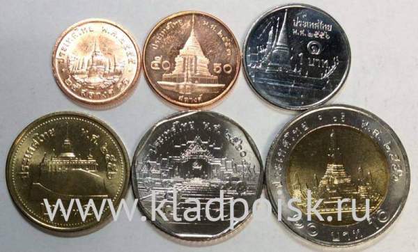 Набор регулярных монет Таиланда 2008-2016 гг. Король Рама IX, 6 монет