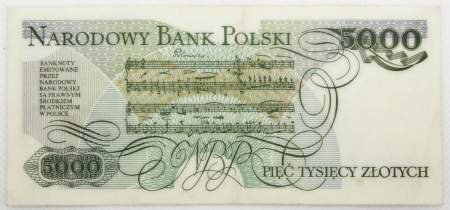 Банкнота 5000 злотых 1988 года Польша