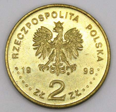 Монета 2 злотых Польша 80-я годовщина восстановления независимости 1998