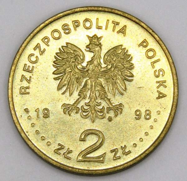 Монета 2 злотых Польша 80-я годовщина восстановления независимости 1998