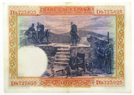Банкнота 100 песет 1925 года Испания