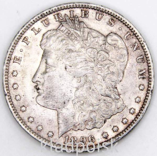 Монета 1 доллар Моргана США, Серебро 900 пр., 1896 год