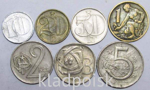 Набор монет Чехословакии 1961-1990 гг - 7 монет
