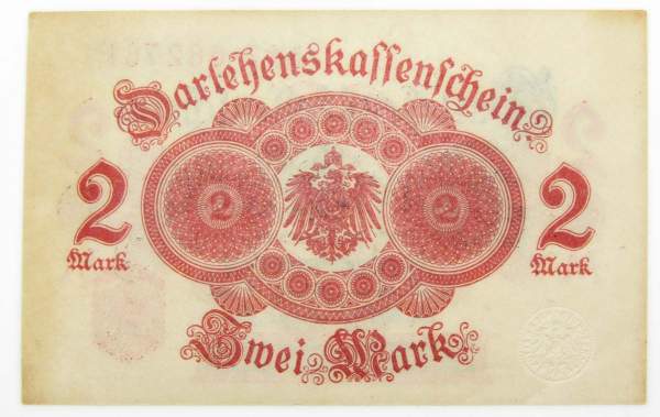 Банкнота 2 марки 1914 года Германия