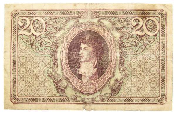 Банкнота 20 марок 1919 года Польша Банкнота 20 марок 1919 года Польша