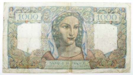 Банкнота 1000 франков 1949 года Франция