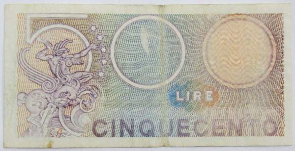 Банкнота 500 лир 1976 года Италия Банкнота 500 лир 1976 года Италия
