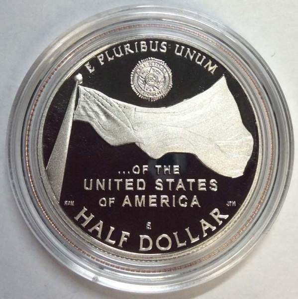 Монета 50 центов США Американский легион. 100 лет со дня основания, 2019, с сертификатом, в картонной коробке, Proof