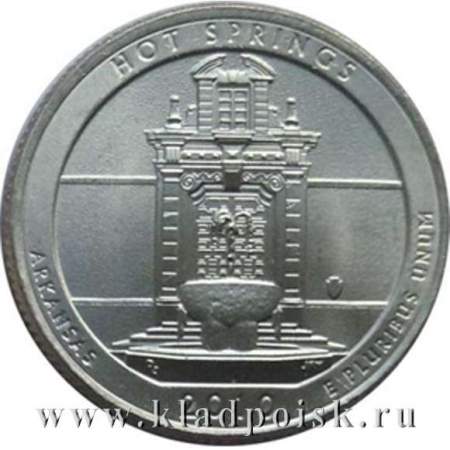 Монета 25 центов Национальный парк Хот-Спрингс, монетный двор D