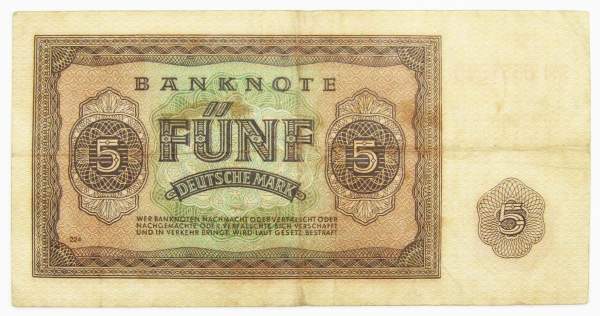 Банкнота 5 марок 1948 года, Германия, арт 2 Банкнота 5 марок 1948 года, Германия, арт 2