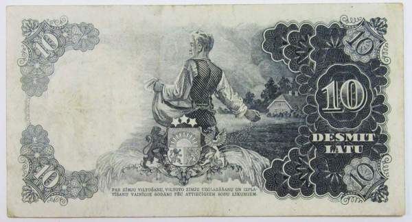 Банкнота 10 латов 1937 года Латвия
