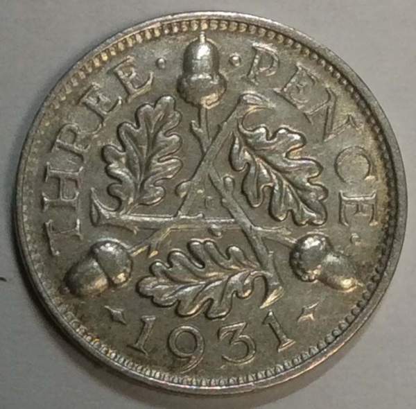 Монета 3 пенса 1931 года Великобритания Монета 3 пенса 1931 года Великобритания