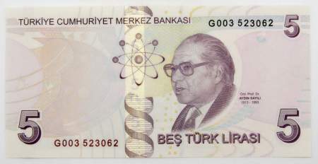 Банкнота 5 лир 2009 года - Турция