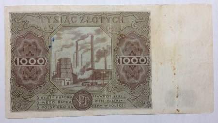 Банкнота 1000 злотых 1947 года Польша